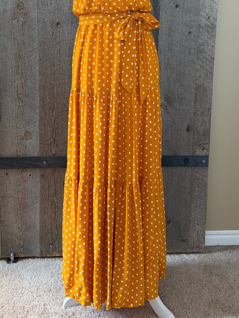 La Parisienne Yellow Dress with White Polkadots Size M - Picture 5 of 8